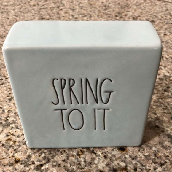 Rae Dunn by Magenta ceramic spring square light blue decor - Picture 2 of 4